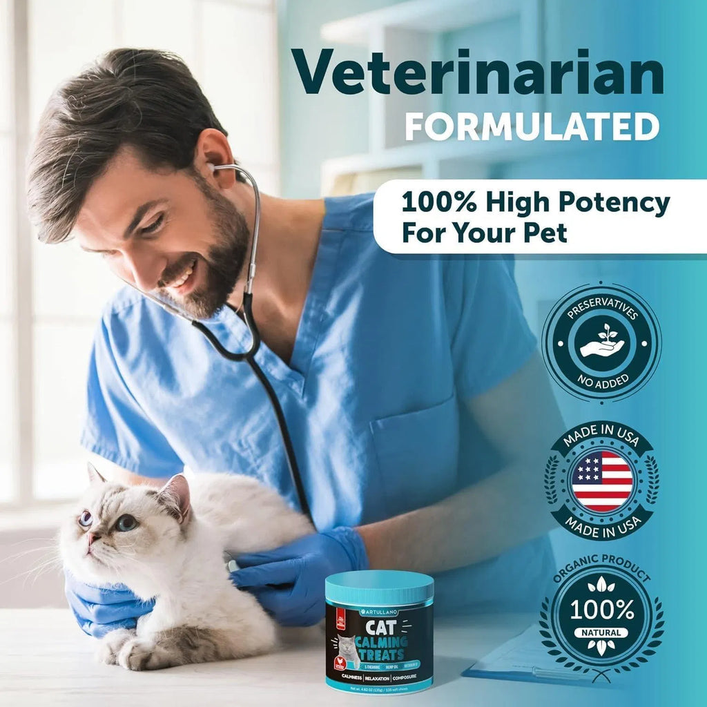 Hemp Cat Calming Treats for Stress & Anxiety Relief Cat Kittens Melatonin