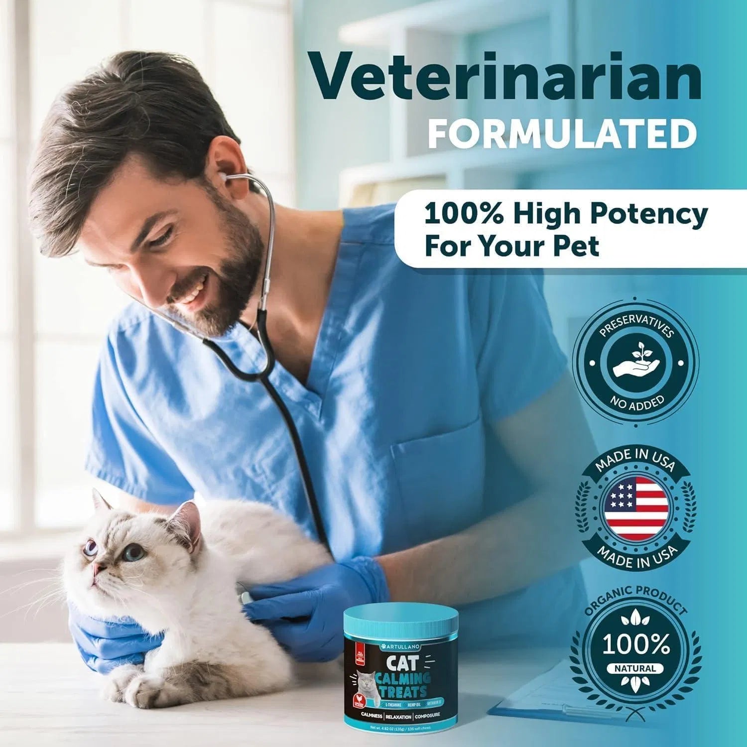 Hemp Cat Calming Treats for Stress & Anxiety Relief Cat Kittens Melatonin