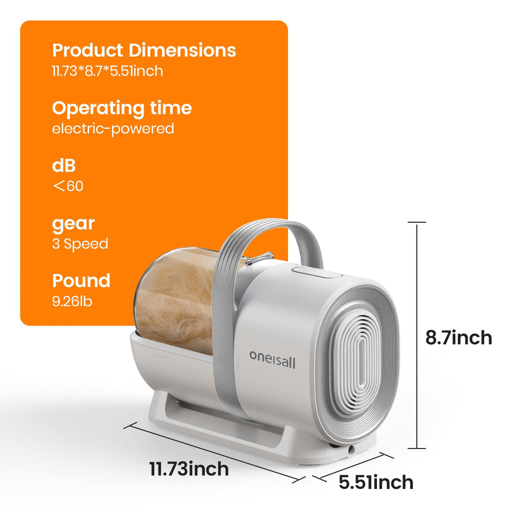 oneisall Dog Grooming Vacuum, Pet Grooming Vacuum with Clipper Nail Grinder, 1.5L Dust Cup Dog deshedding Brush with 7 Tools for Shedding Pet Hair, Home Cleaning(Blue)