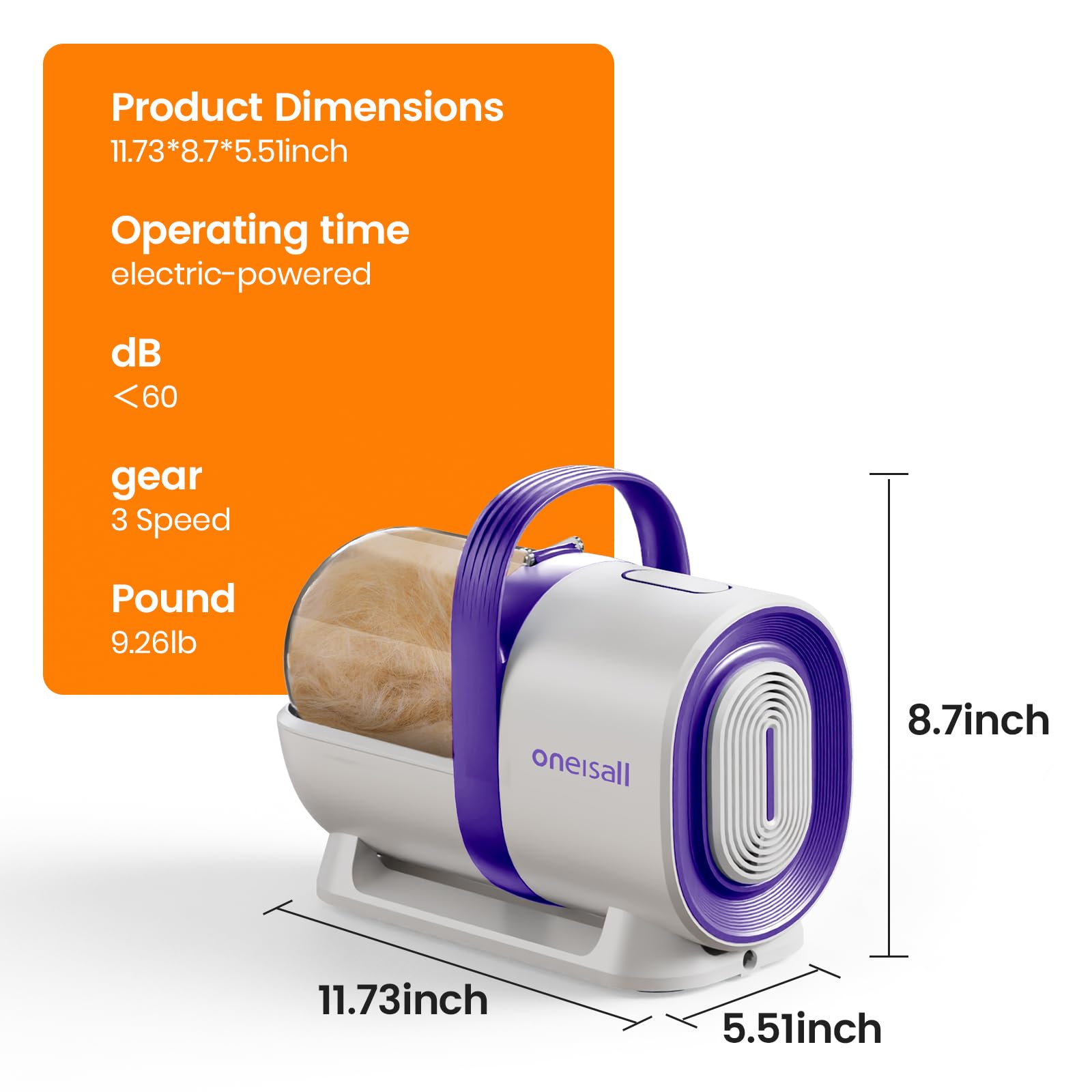 oneisall Dog Grooming Vacuum, Pet Grooming Vacuum with Clipper Nail Grinder, 1.5L Dust Cup Dog deshedding Brush with 7 Tools for Shedding Pet Hair, Home Cleaning(Blue)