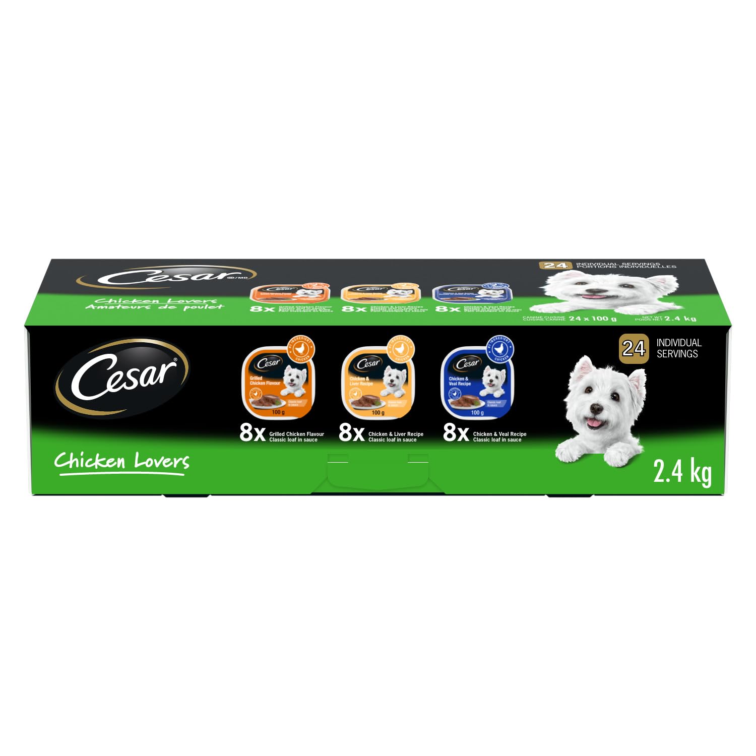 CESAR Classic Loaf in Sauce Adult Wet Dog Food Beef Selects Variety Pack, 24x100g Trays