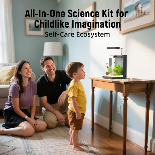 Beta Fish Tank, 2 Gallon Betta Fish Aquariums with Filter & Light, for Men, Fish Tanks for Kids & Starter, Black