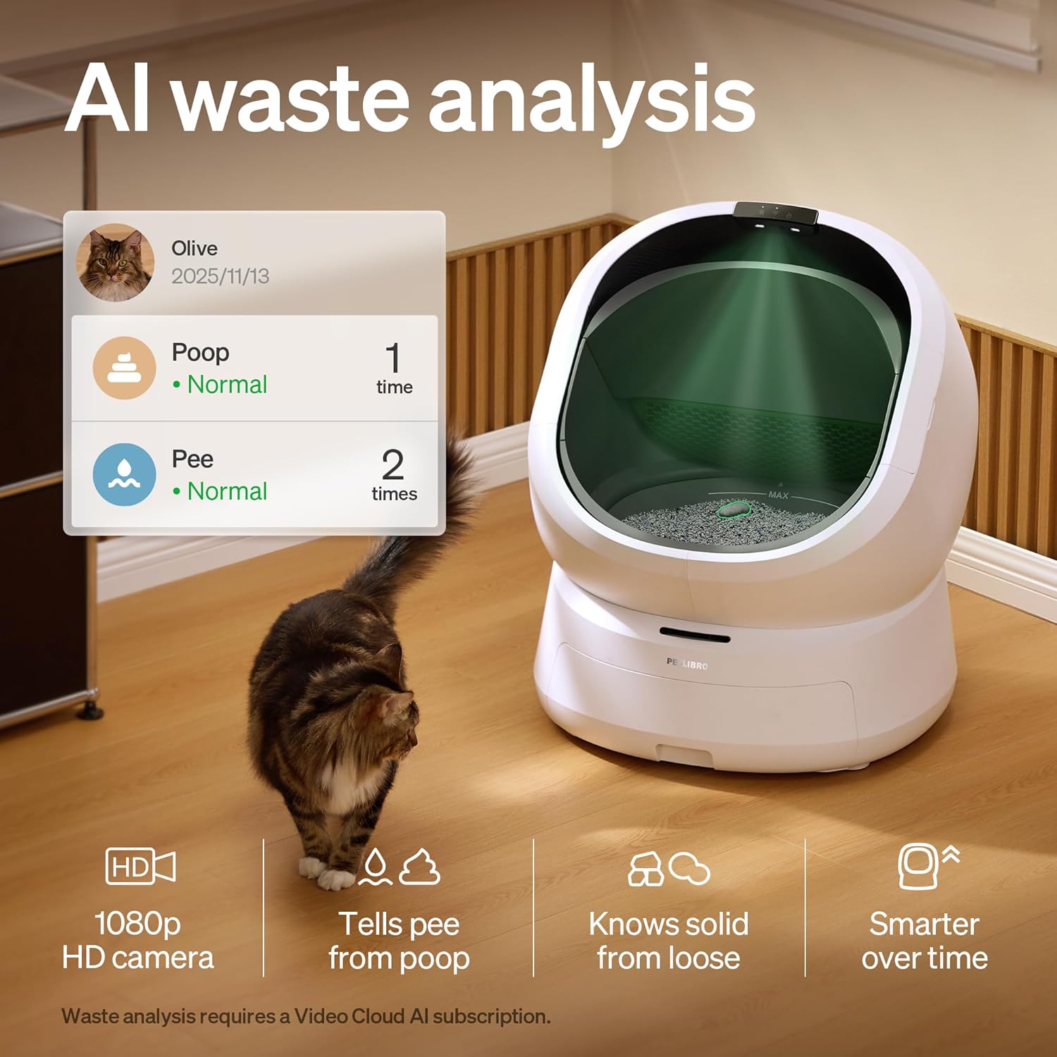 PETLIBRO Luma Automatic Cat Litter Box AI-Camera Waste Analysis, Auto Odor-Control Self Cleaning Cat Litter Box with Multi-Cats Recognition, Smart App Usage Tracking, Safety Sensors and Large Open Top