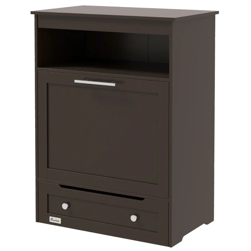 Pet Feeder Station Storage Cabinet, Dog Food Storage Container With Dog Raised Bowls, Watering Supplies, Gray - CHEWTOPIA PET WORLD